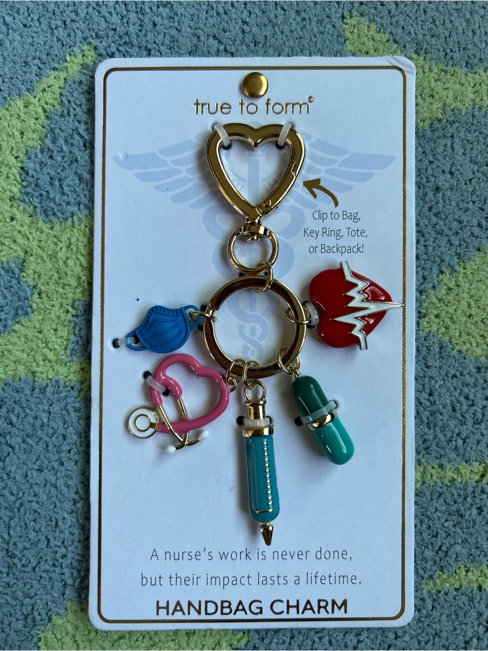 NWT True To Form Nurse Handbag Charm & Keychain - Medical Gift Idea